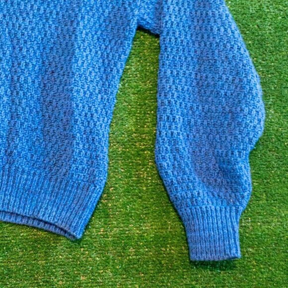 VINTAGE TONY LAMBERT MENS FISHERMAN SWEATER BLUE LONG SLEEVE PULLOVER SIZE XL - Picture 2 of 5